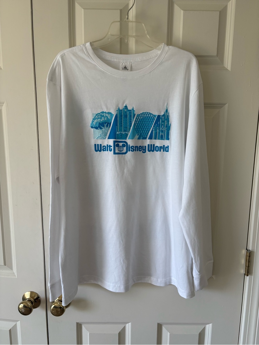 Disney White Long Sleeve Shirt with Blue Park Graphic